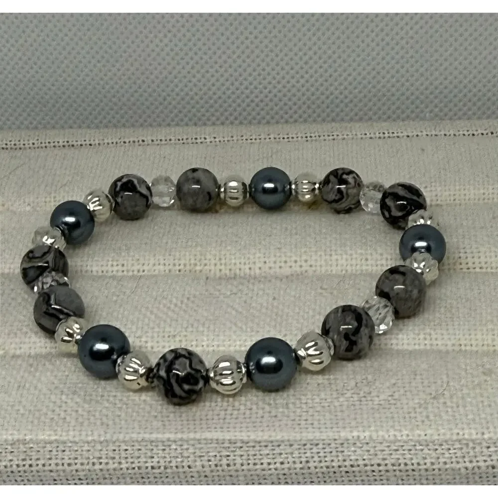 Studio Time Silver Cuff Watch NWT + Beaded Bracelet Set